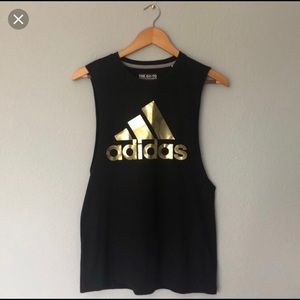 Adidas black and gold muscle tank
